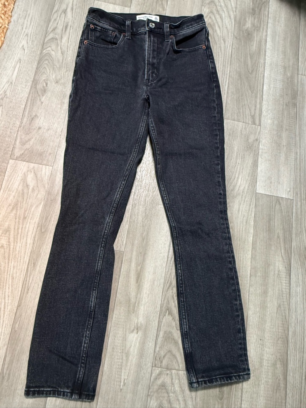 Abercrombie Black High-Rise Straight Jeans